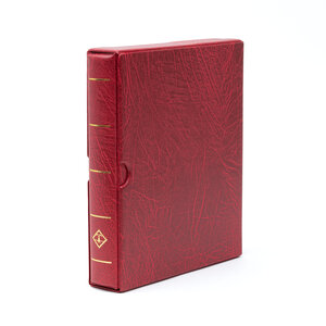 Album Optima (F), incl. boite de protection et sans feuilles - Rouge - 4 Anneaux - Dim: 240 x 270 x 40 mm