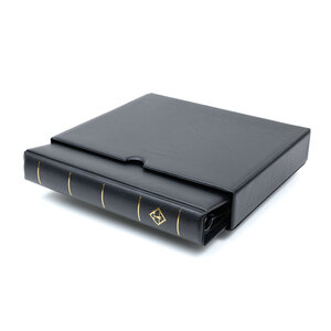 Album Optima (F), incl. boite de protection et sans feuilles - Noir - 4 Anneaux - Dim: 240 x 270 x 40 mm
