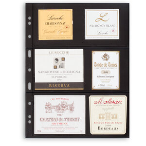 Feuilles de pochettes, Noir Utilisation des 2 côtés - 3 pochettes horizontale - LEUCHTTURM, Grande - type 3.S - 4 Anneaux - Dim. du pochette: 216x98 mm. ■ par pièce