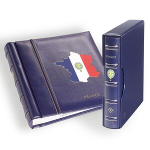 Album -   France - type Perfect DP - incl. boite de protection et sans feuilles - Bleu - Leuchtturm (barre rotative)