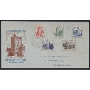 NVPH - E    5, Ersttagsbriefe, Ausgegeben im Jahr:  1951, Adressiert (A) - Geschlossene Klappe (CF)