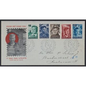 NVPH - E    6, Couvertures Premier Jour, Émis de l'année:  1951, Adressée (A) - Rabat ouvert (OF)