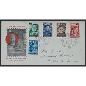 NVPH - E    6, First Day Cover (Netherlands), Issued in the year:  1951, Addressed (A) - Closed flap (CF)