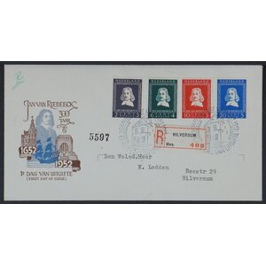 NVPH - E    7, First Day Cover, Issued in the year:  1952, Addressed (A) - Open flap (OF)