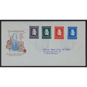 NVPH - E    7, First Day Cover (Netherlands), Issued in the year:  1952, Addressed (A) - Open flap (OF)