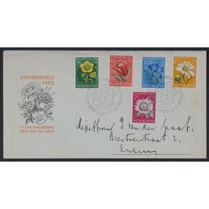 NVPH - , Couverture Premier Jour (Pays-Bas), Émis de l'année:  1952, Adressée (A) - Rabat ouvert (OF)