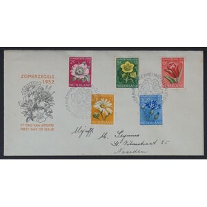 NVPH - E    9, Ersttagsbriefe (Niederlande), Ausgegeben im Jahr:  1952, Adressiert (A) - Offene Klappe (OF)