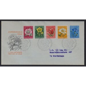 NVPH - E    9, Couverture Premier Jour (Pays-Bas), Émis de l'année:  1952, Adressée (A) - Rabat fermé (CF)