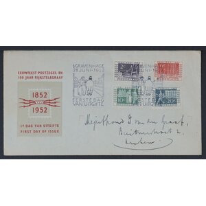 NVPH - E   10, Ersttagsbriefe (Niederlande), Ausgegeben im Jahr:  1952, Adressiert (A) - Offene Klappe (OF)