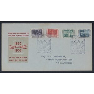NVPH - E   10, First Day Cover (Netherlands), Issued in the year:  1952, Addressed (A) - Open flap (OF)