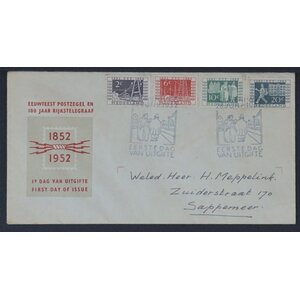 NVPH - , Couverture Premier Jour (Pays-Bas), Émis de l'année:  1952, Adressée (A) - Rabat fermé (CF)