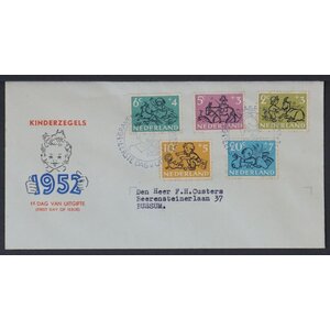 NVPH - E   11, First Day Cover (Netherlands), Issued in the year:  1952, Addressed (A) - Open flap (OF)