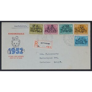 NVPH - , Couverture Premier Jour (Pays-Bas), Émis de l'année:  1952, Adressée (A) - Rabat fermé (CF)