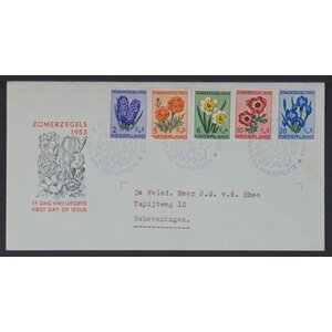 NVPH - E   13, Ersttagsbriefe (Niederlande), Ausgegeben im Jahr:  1953, Adressiert (A) - Offene Klappe (OF)