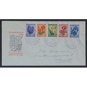 NVPH - E   13, First Day Cover (Netherlands), Issued in the year:  1953, Addressed (A) - Closed flap (CF)