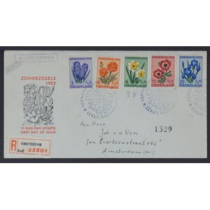 NVPH - E   13, First Day Cover (Netherlands), Issued in the year:  1953, Addressed (A) - Closed flap (CF)