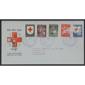 NVPH - E   14, First Day Cover (Netherlands), Issued in the year:  1953, Addressed (A) - Open flap (OF)