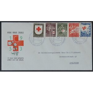 NVPH - E   14, Couverture Premier Jour (Pays-Bas), Émis de l'année:  1953, Adressée (A) - Rabat fermé (CF)