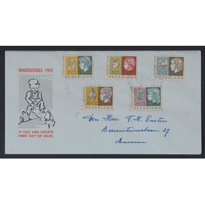 NVPH - E   15, First Day Cover (Netherlands), Issued in the year:  1953, Addressed (A) - Closed flap (CF)
