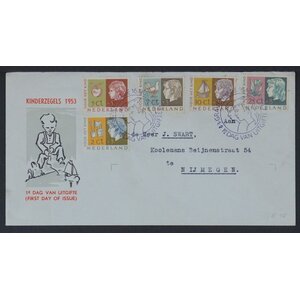 NVPH - E   15, First Day Cover (Netherlands), Issued in the year:  1953, Addressed (A) - Closed flap (CF)