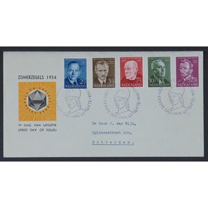 NVPH - E   16, First Day Cover (Netherlands), Issued in the year:  1954, Addressed (A) - Open flap (OF)