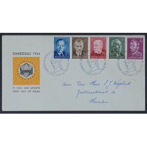 NVPH - E   16, First Day Cover (Netherlands), Issued in the year:  1954, Addressed (A) - Closed flap (CF)