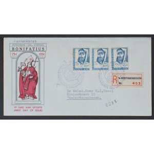 NVPH - E   17, Couverture Premier Jour (Pays-Bas), Émis de l'année:  1954, Adressée (A) - Rabat fermé (CF)
