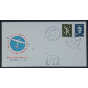 NVPH - E   18, First Day Cover (Netherlands), Issued in the year:  1954, Addressed (A) - Open flap (OF)
