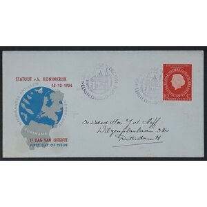 NVPH - E   20, Ersttagsbriefe (Niederlande), Ausgegeben im Jahr:  1954, Adressiert (A) - Offene Klappe (OF)