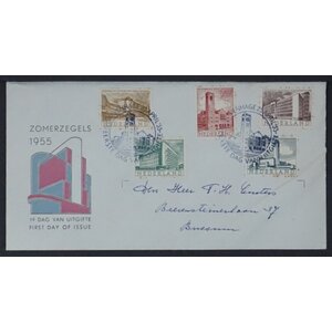 NVPH - E   21, Ersttagsbriefe (Niederlande), Ausgegeben im Jahr:  1955, Adressiert (A) - Geschlossene Klappe (CF)