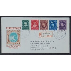 NVPH - , Couverture Premier Jour (Pays-Bas), Émis de l'année:  1955, Adressée (A) - Rabat fermé (CF)