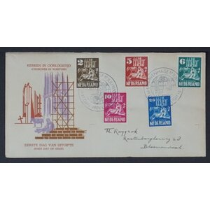 NVPH - E    2, First Day Cover (Netherlands), Issued in the year:  1950, Addressed (A) - Top edge opened (TO)