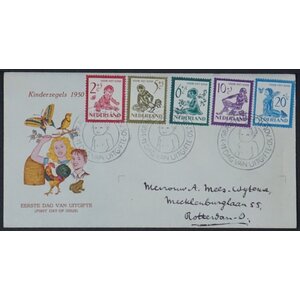 NVPH - E    4, Couverture Premier Jour (Pays-Bas), Émis de l'année:  1950, Adressée (A) - Rabat fermé (CF)