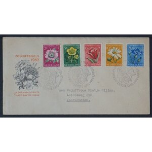 NVPH - E    9, Couverture Premier Jour (Pays-Bas), Émis de l'année:  1952, Adressée (A) - Rabat fermé (CF)