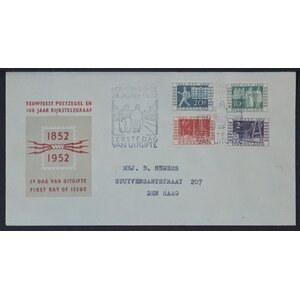 NVPH - E   10, First Day Cover (Netherlands), Issued in the year:  1952, Addressed (A) - Open flap (OF)