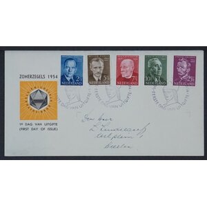 NVPH - E   16, First Day Cover (Netherlands), Issued in the year:  1954, Addressed (A) - Open flap (OF)
