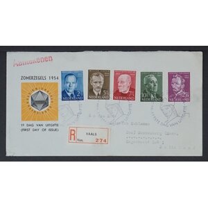 NVPH - E   16, Ersttagsbriefe (Niederlande), Ausgegeben im Jahr:  1954, Adressiert (A) - Obenseite aufgeschnitten (TO)