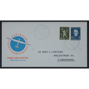 NVPH - E   18, First Day Cover (Netherlands), Issued in the year:  1954, Addressed (A) - Open flap (OF)