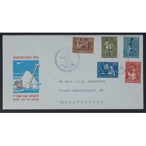 NVPH - E   19, First Day Cover (Netherlands), Issued in the year:  1954, Addressed (A) - Closed flap (CF)