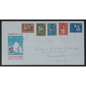 NVPH - , First Day Cover (Netherlands), Issued in the year:  1954, Addressed (A) - Closed flap (CF)