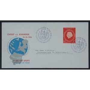 NVPH - E   20, Couverture Premier Jour (Pays-Bas), Émis de l'année:  1954, Adressée (A) - Rabat ouvert (OF)