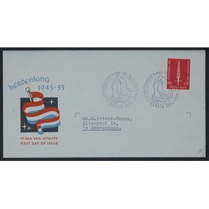 NVPH - E   22, Couverture Premier Jour (Pays-Bas), Émis de l'année:  1955, Adressée (A) - Rabat ouvert (OF)