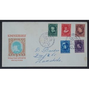 NVPH - E   24, Ersttagsbriefe (Niederlande), Ausgegeben im Jahr:  1955, Adressiert (A) - Offene Klappe (OF)