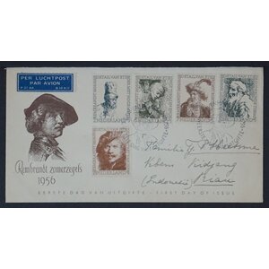 NVPH - E   25, First Day Cover (Netherlands), Issued in the year:  1956, Addressed (A) - Top edge opened (TO)