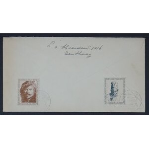 NVPH - E   25, Couvertures Premier Jour, Émis de l'année:  1956, Adressée (A) - Bord supérieur découpée (TO)