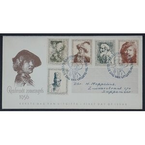 NVPH - E   25, First Day Cover (Netherlands), Issued in the year:  1956, Addressed (A) - Open flap (OF)