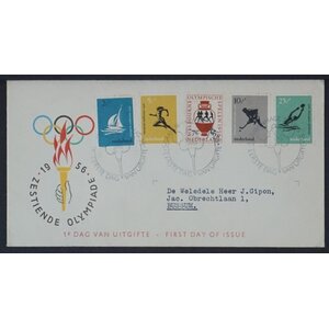 NVPH - E   26, Couverture Premier Jour (Pays-Bas), Émis de l'année:  1956, Adressée (A) - Rabat ouvert (OF)