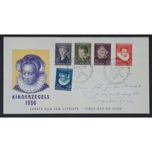 NVPH - E   28, First Day Cover (Netherlands), Issued in the year:  1956, Addressed (A) - Closed flap (CF)