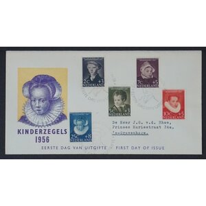 NVPH - E   28, Couverture Premier Jour (Pays-Bas), Émis de l'année:  1956, Adressée (A) - Rabat fermé (CF)