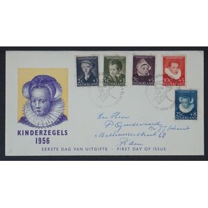 NVPH - E   28, First Day Cover (Netherlands), Issued in the year:  1956, Addressed (A) - Open flap (OF)